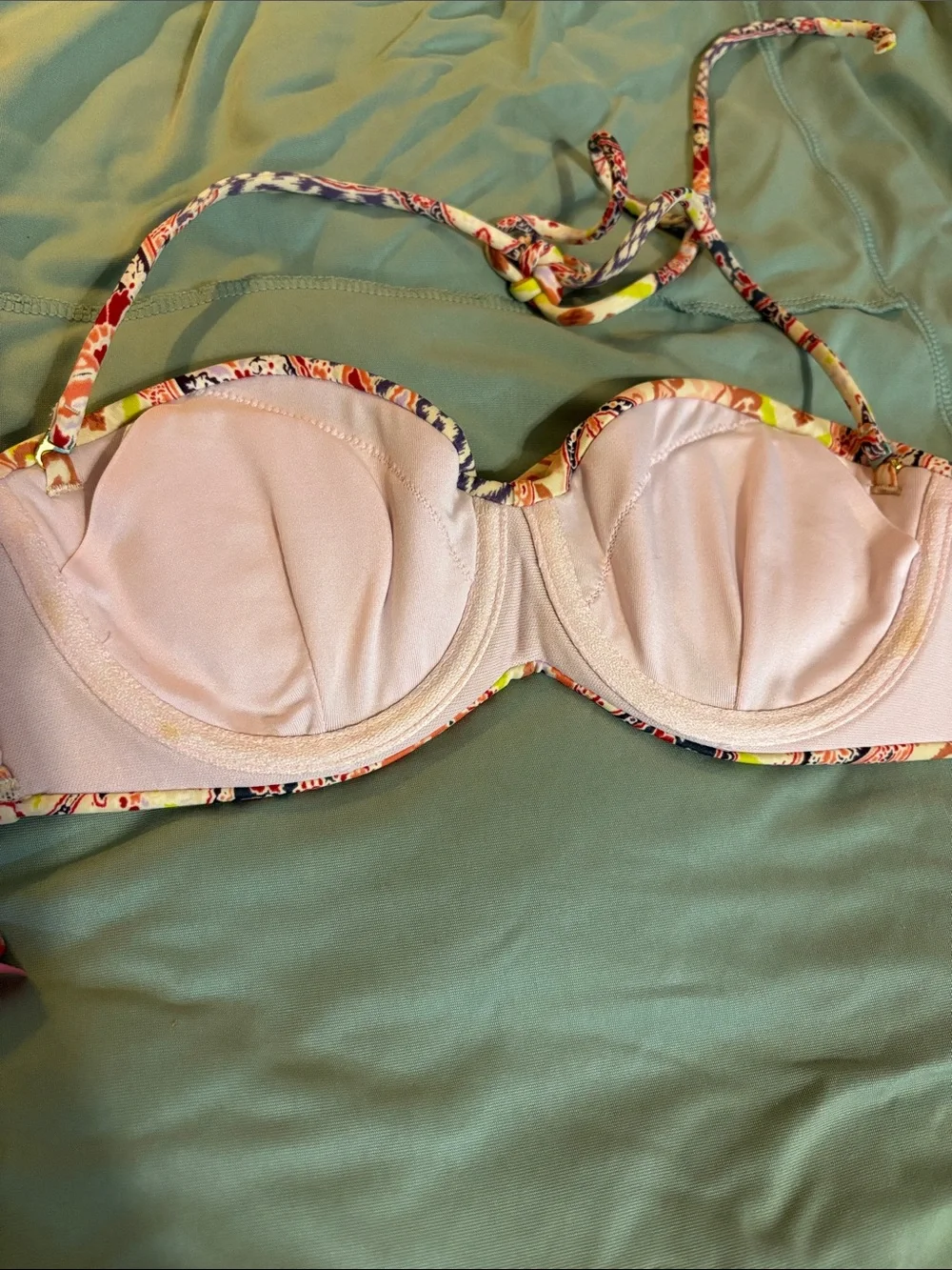 Victoria’s Secret strapless or halter tie PaisleyBikini Set - Pink Multicolor
